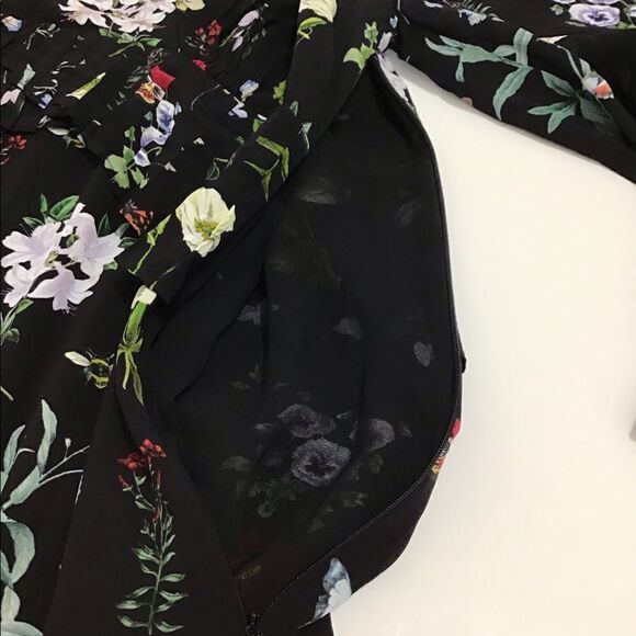 Joie Analena Floral 3/4 Sleeve Pleat Asymmetrical Dress New With Tag Size Medium - Picture 4 of 8